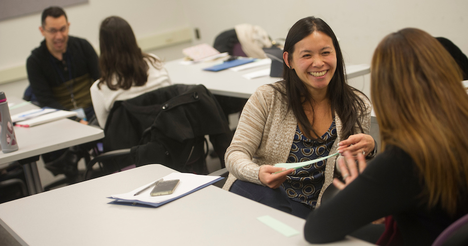 5. Hong Dao, Student affairs officer for the College of Agricultural and Environmental Sciences participates in a role playing exercise during a Professional Development workshop for academic advisers in Hoagland Hall on Novemeber22, 2016. Karin Higgins/UC Davis