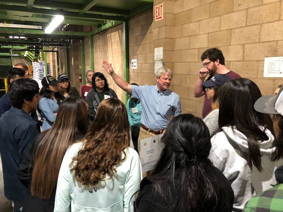 Students on the Western Growers Trek to the Imperial Valley learning about agriculture careers, meeting with Alumni Franz De Klotz, Vice President at Richard Bagdasarian and UCD Alumni. Photo courtesy of Lynn Fowler, Career Advisor, UCD.