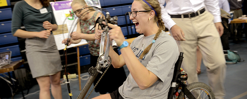 Hannah Curran rides a cycle