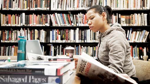20170110_holocaust_9137 A woman reads a book in a library