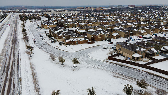 Austin-winter-2021-web Aerial shot of Austin suburb after winter storm 2021