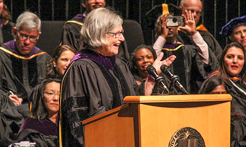 Commencement-Campbell-inset Sister Simone Campbell gives law school commencement address in 2017.
