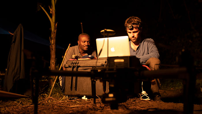 Damien-and-Urbain-700x395 UC Davis anthropologist Damien Caillaud, right, and Congolese colleague Urbain Ngobobo