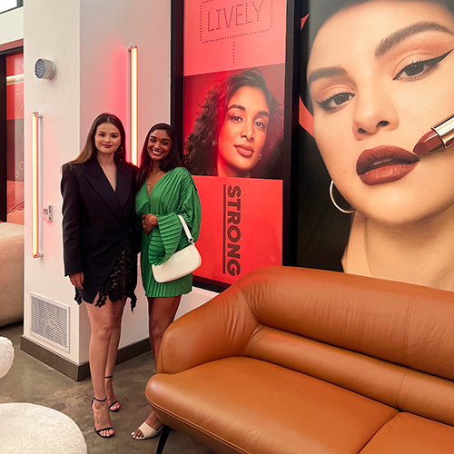 Gomez-square Sanjana Ravi with Selena Gomez (left)