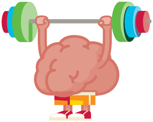aging-gracefully- Illustration: brain doing weightlifting