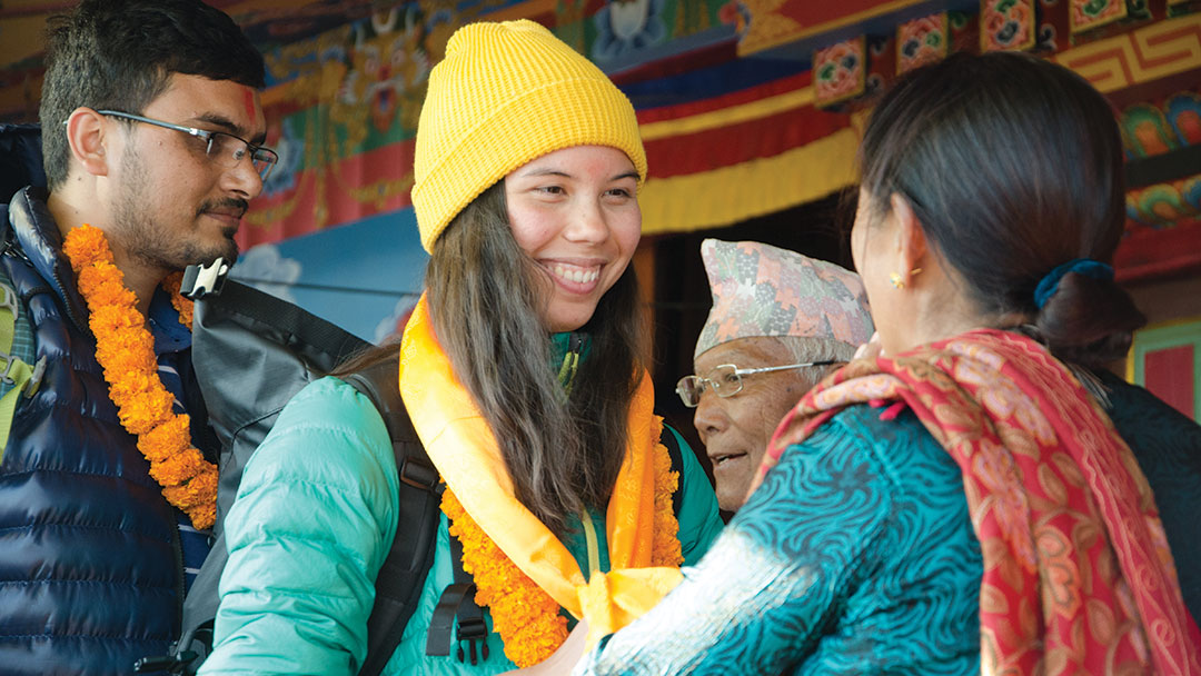 global-education-uc-davis-liz-mcallister-nepal-new-years-ceremony A college student receives a scarf