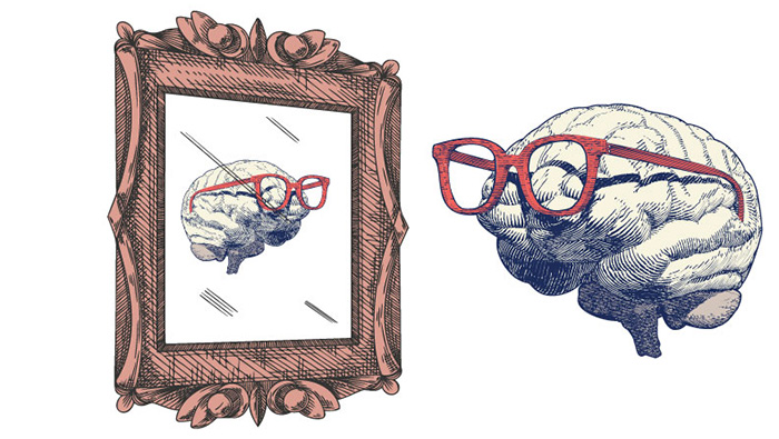 intellectual-humility-700x395 Illustration of a brain with glasses on looking into a mirror