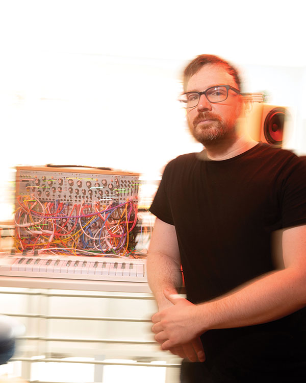 patrick-lemieux-OH Patrick LeMieux with his modular synthesizer