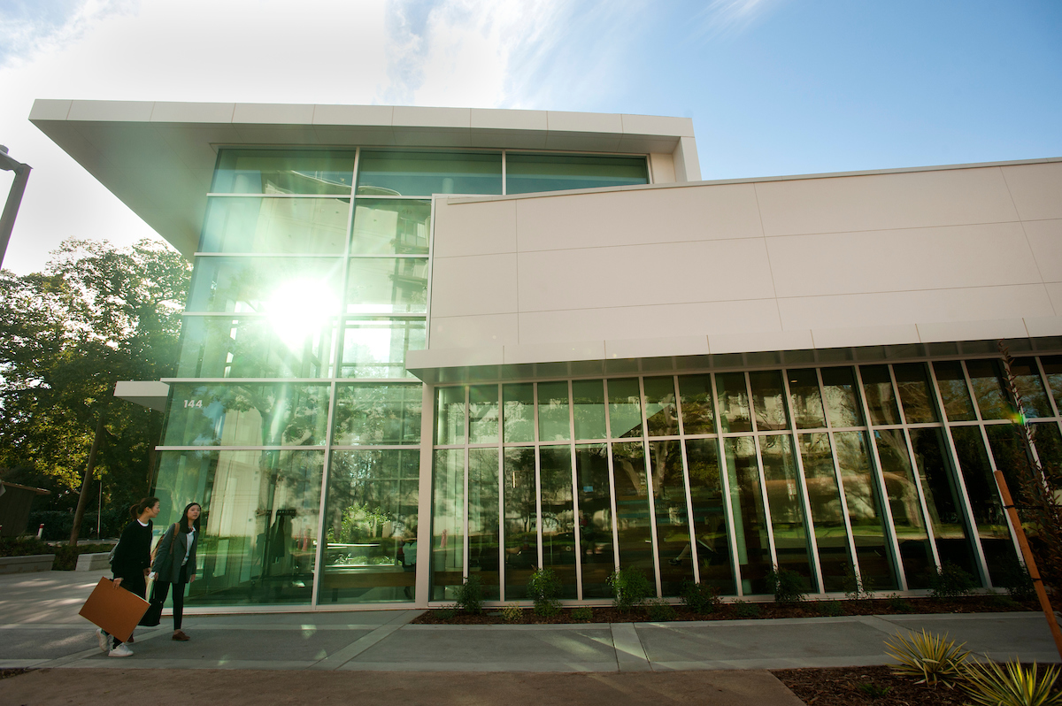 Photo of Pitzer Center building at UC Davis with sunlight in windows