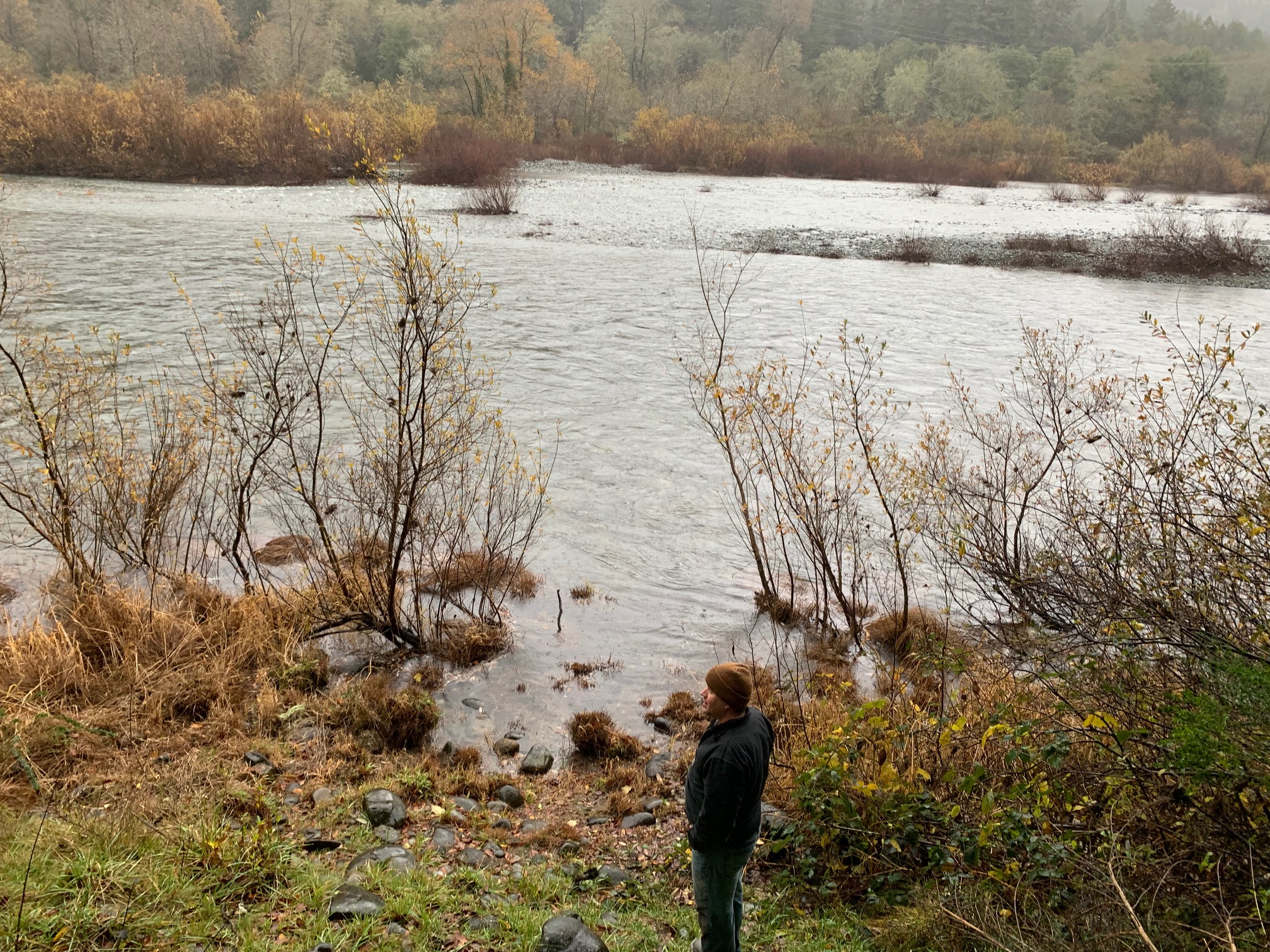man beside river