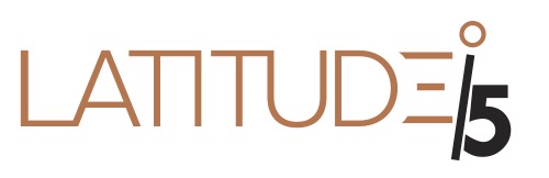 A logo designed to celebrate the fifth anniversary of Latitude restaurant. A number 5 succeeds the word Latitude and a forward slash.