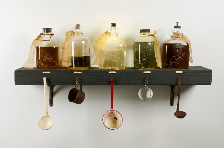 Medicine bottles on a shelf