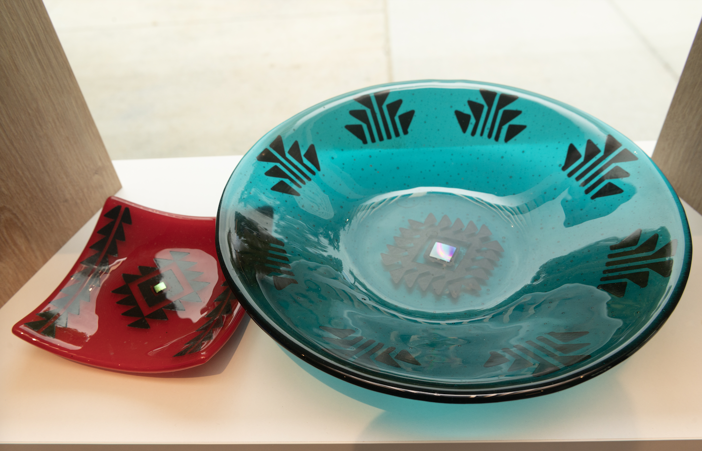 Glassware available for purchase at the Gorman Museum of Native American Art (Gregory Urquiaga/ photography).