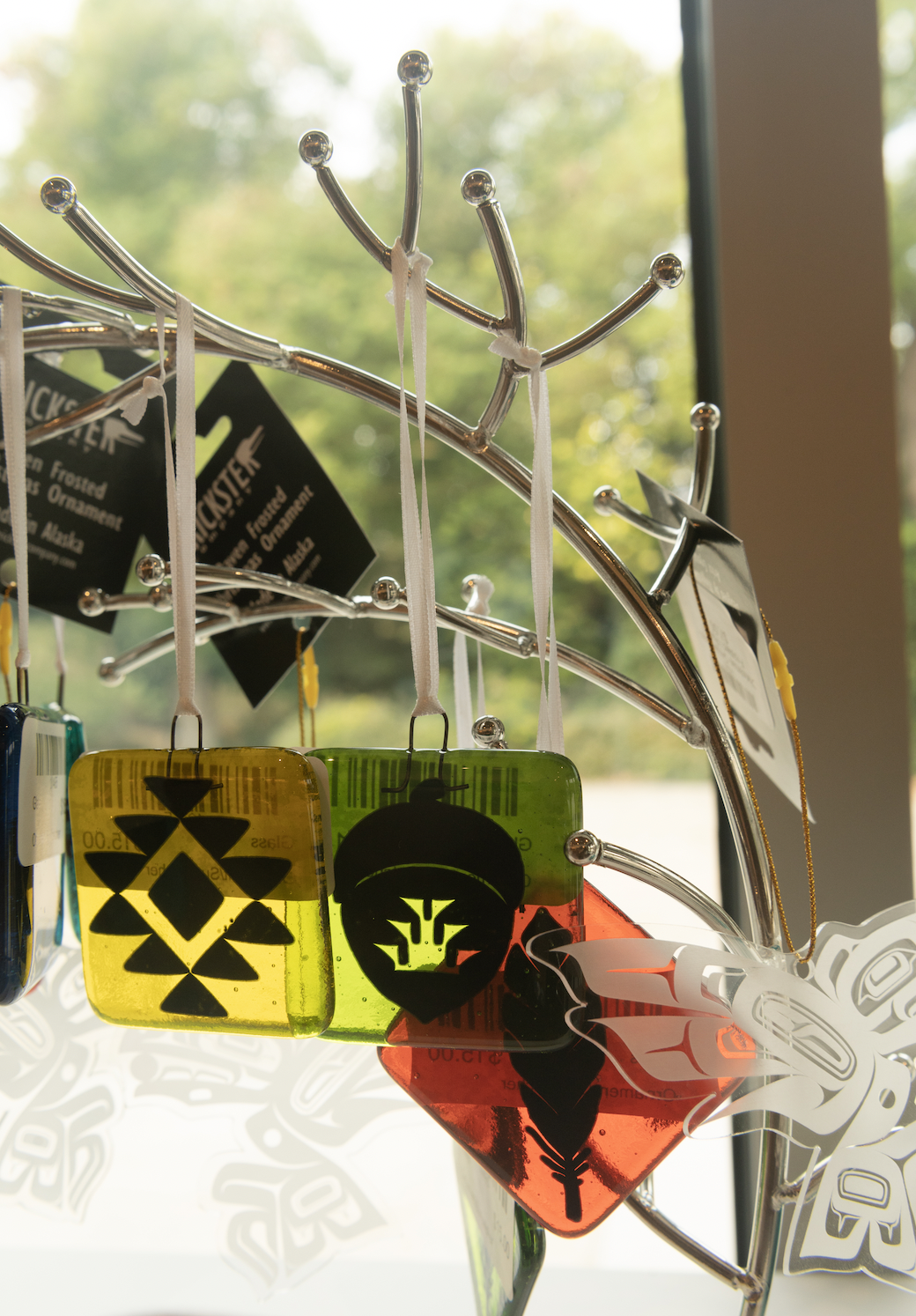 Glass keychains available for purchase at the Gorman Museum of Native American Art (Gregory Urquiaga/ photography).