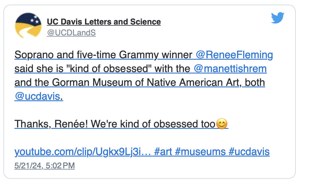 Social media post with a UC Davis mention