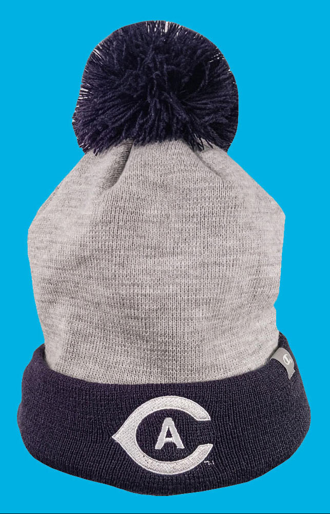 "CA" beanie, gray, with pom