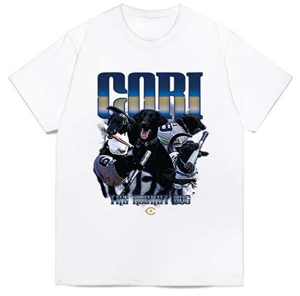 T-shirt featuring images of Cori