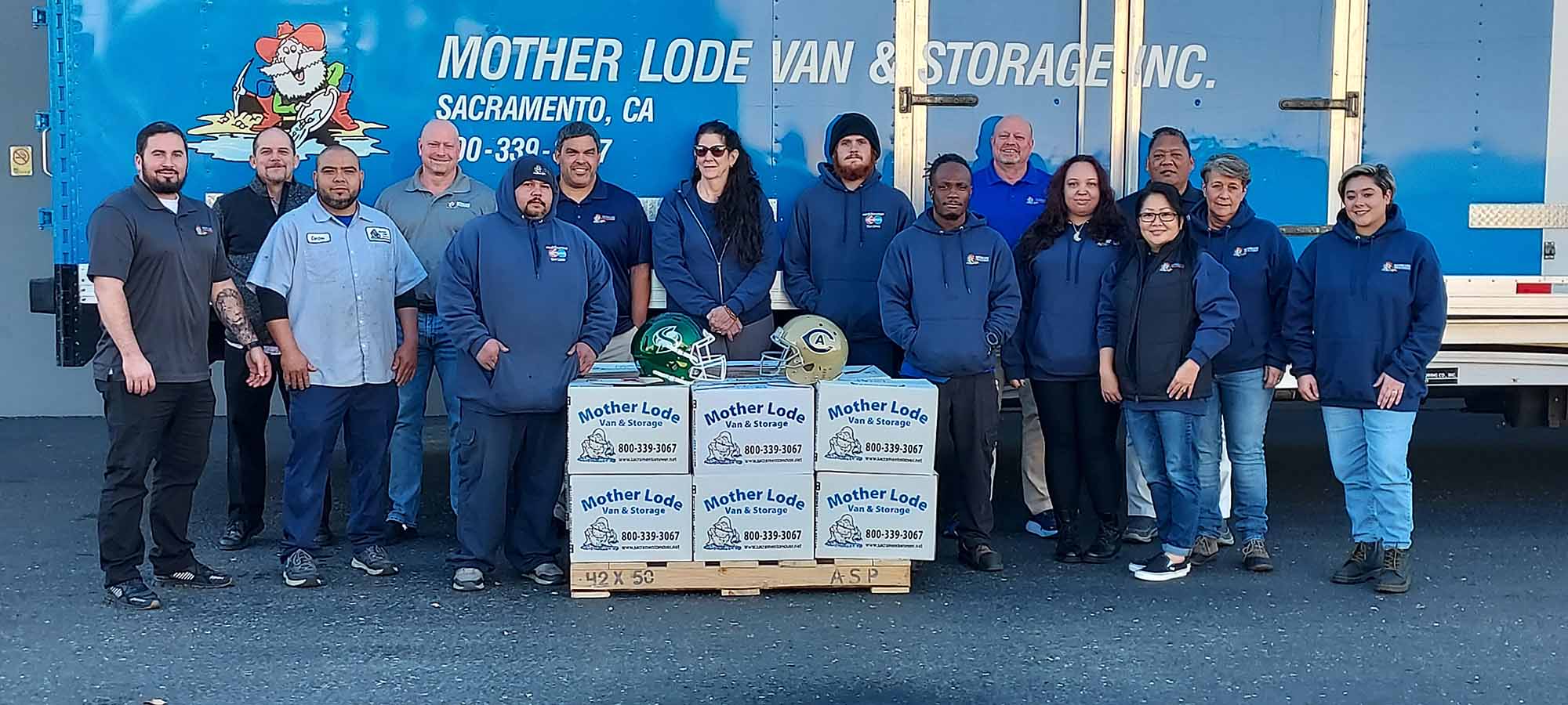 Food donations boxed up by moving company