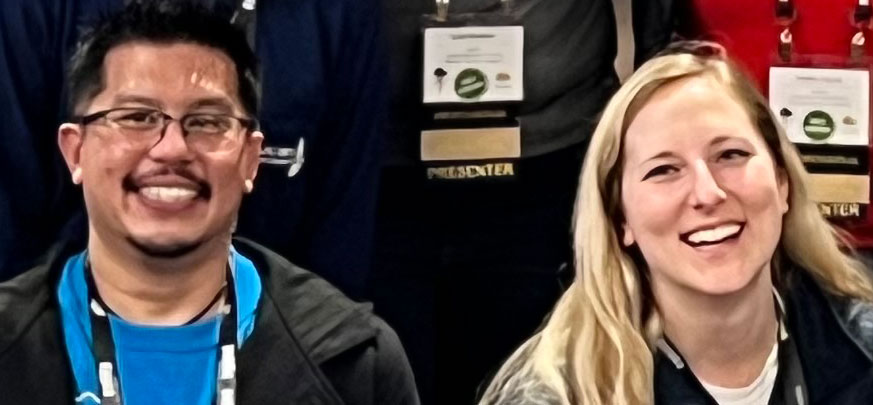 Joseph Villegas and Amy Oleynik, cropped from group photo, UC Davis Orientation staff