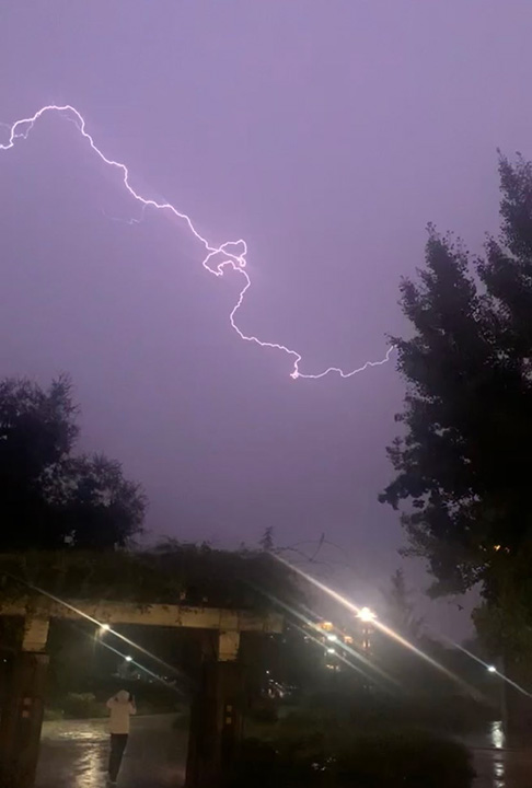 Lightning seen over UC Davis