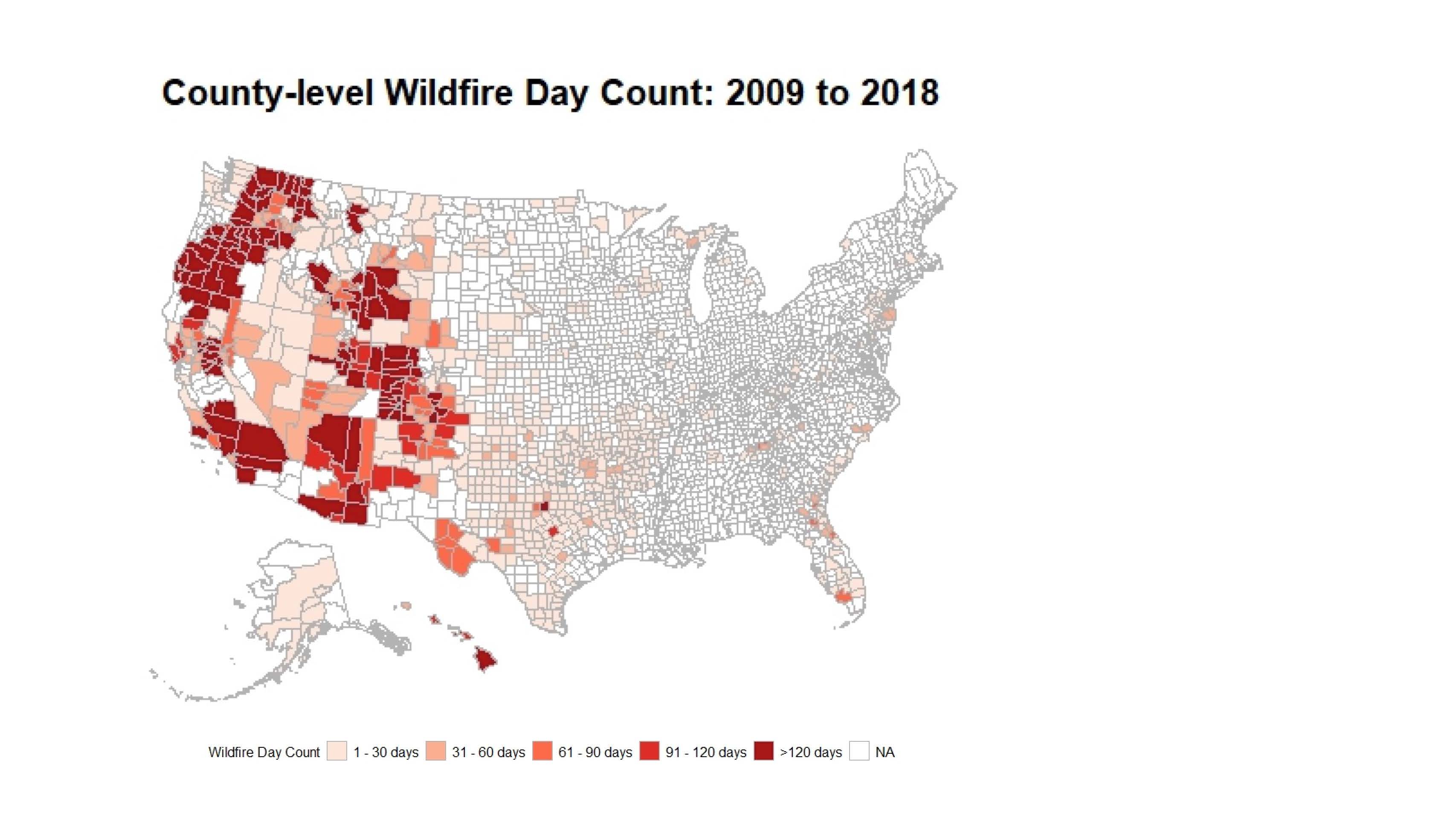 map of US showing fire danger