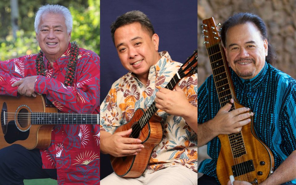George Kahumoku Jr., Herb Ohta Jr., and Sonny Lim (Courtesy of the Mondavi Center for the Performing Arts)
