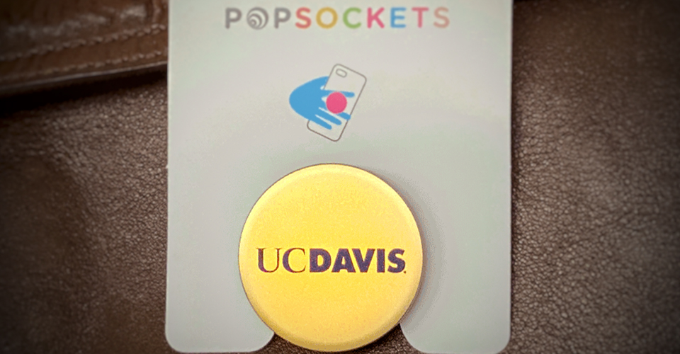 a uc davis branded popsocket