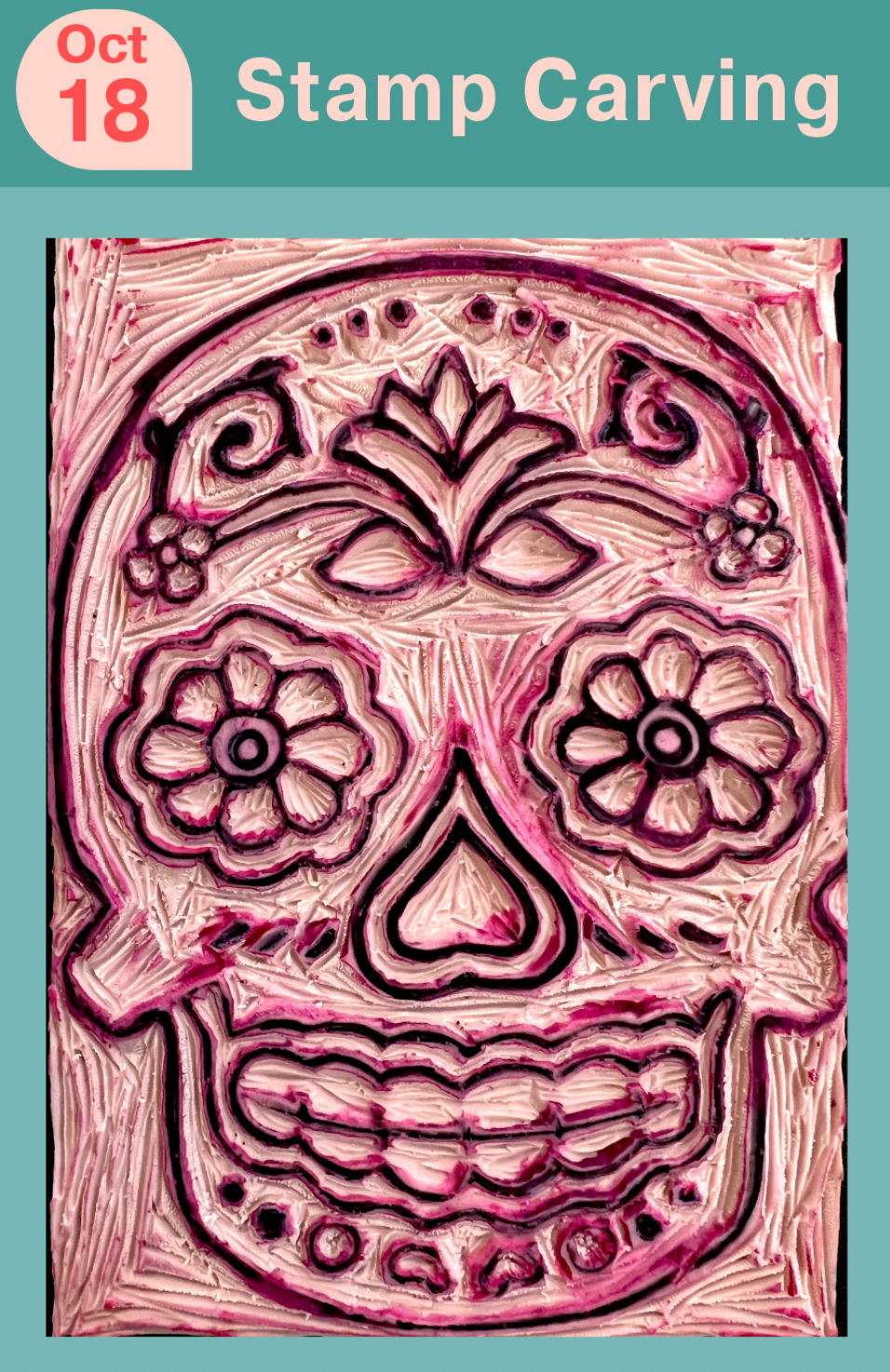 Illustration of skeleton stamp for Dia de Los Muertos