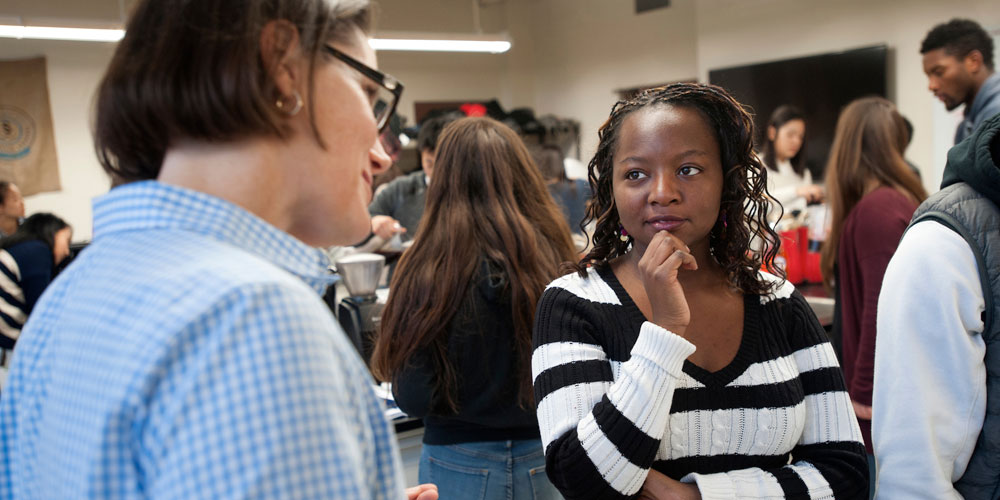 Two UC Davis administrators having a conversation