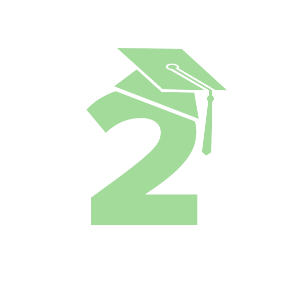A number two icon with a grad cap resting on top