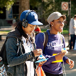 two students hanging out at an event