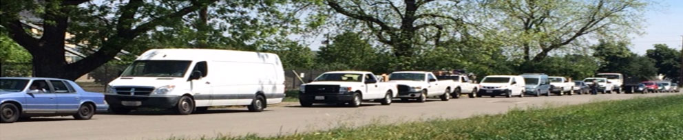 Line of cars and trucks on Hopkins Road