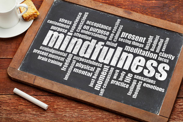  "Mindfulness" on chalkboard