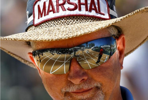 Rory Osborne in sunglasses and marshal's hat