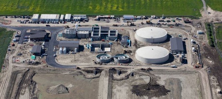 Aerial of water treatment plant