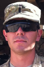 Nick Chase in Army fatigues