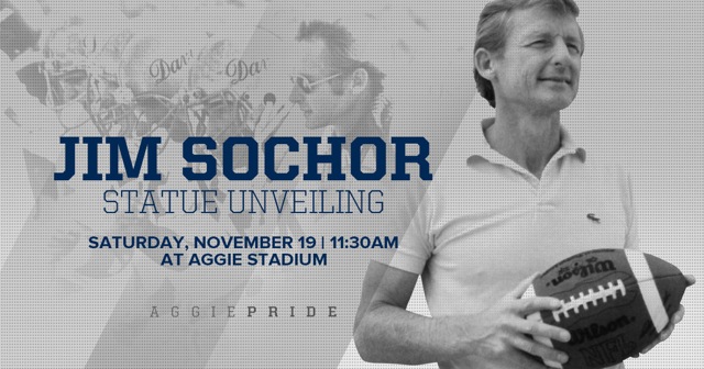 Jim Sochor statue unveiling poster.