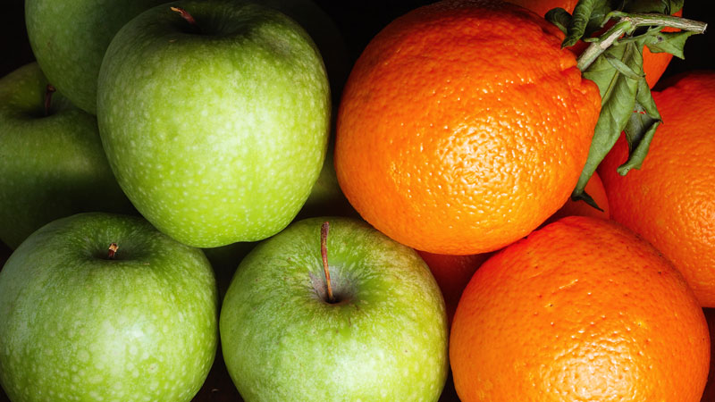 Apples and oranges.