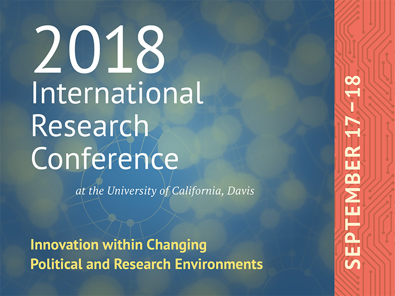 Logo for the 2018 International Research Conference at UC Davis