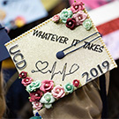 A decorated grad cap.