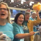 People waving pompons.