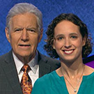 Hannah Safford with Alex Trebek.