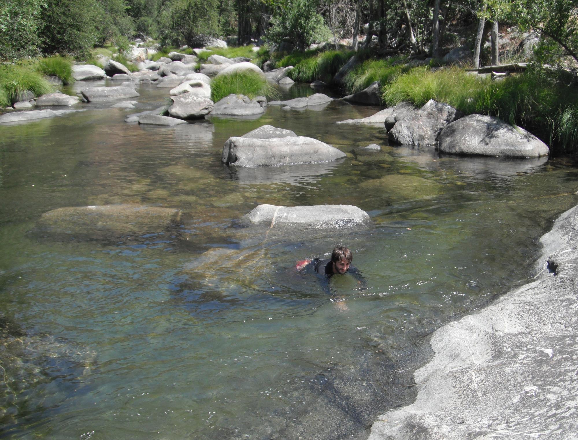 Man swims in Sequoia National Park