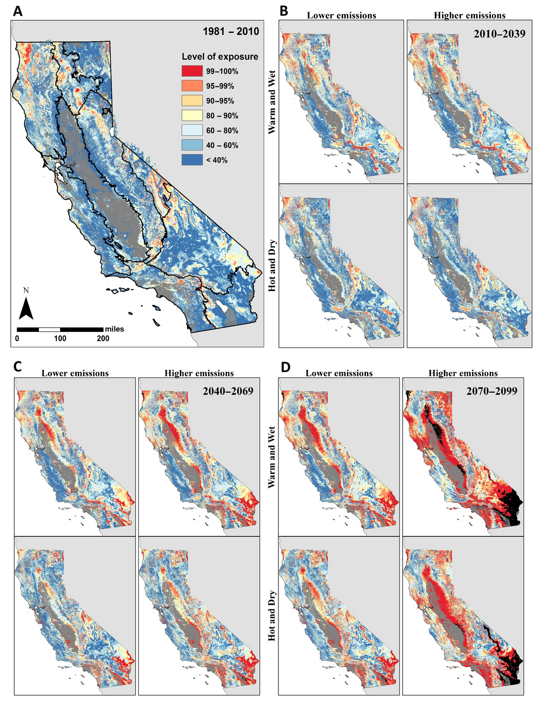 map of California climate stress