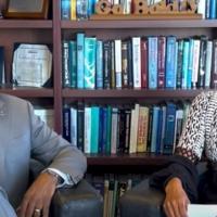 Chancellor May and LeShelle in the Chancellor's office in Mrak Hall