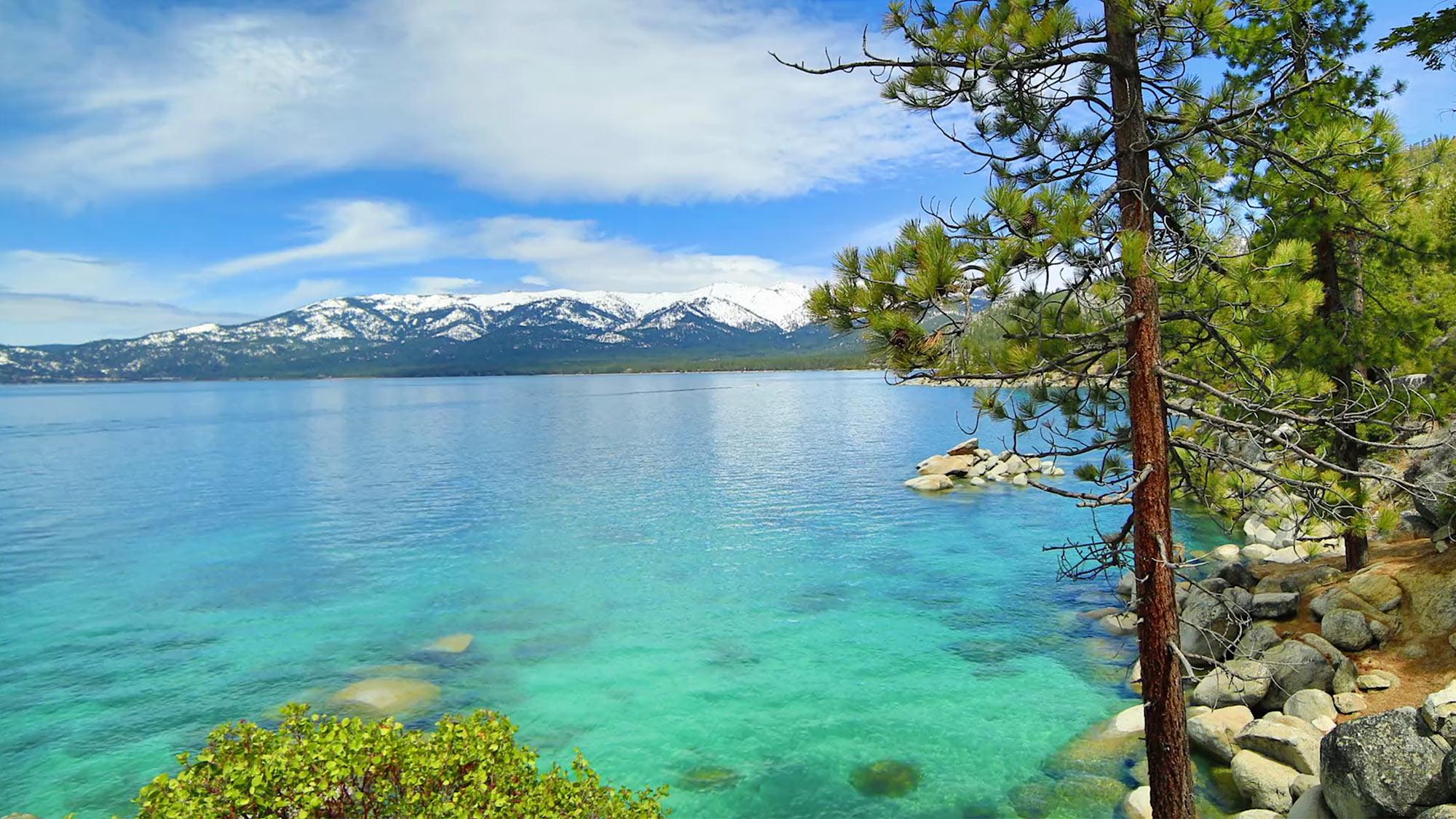 A view of a beautiful bay in lake Tahoe