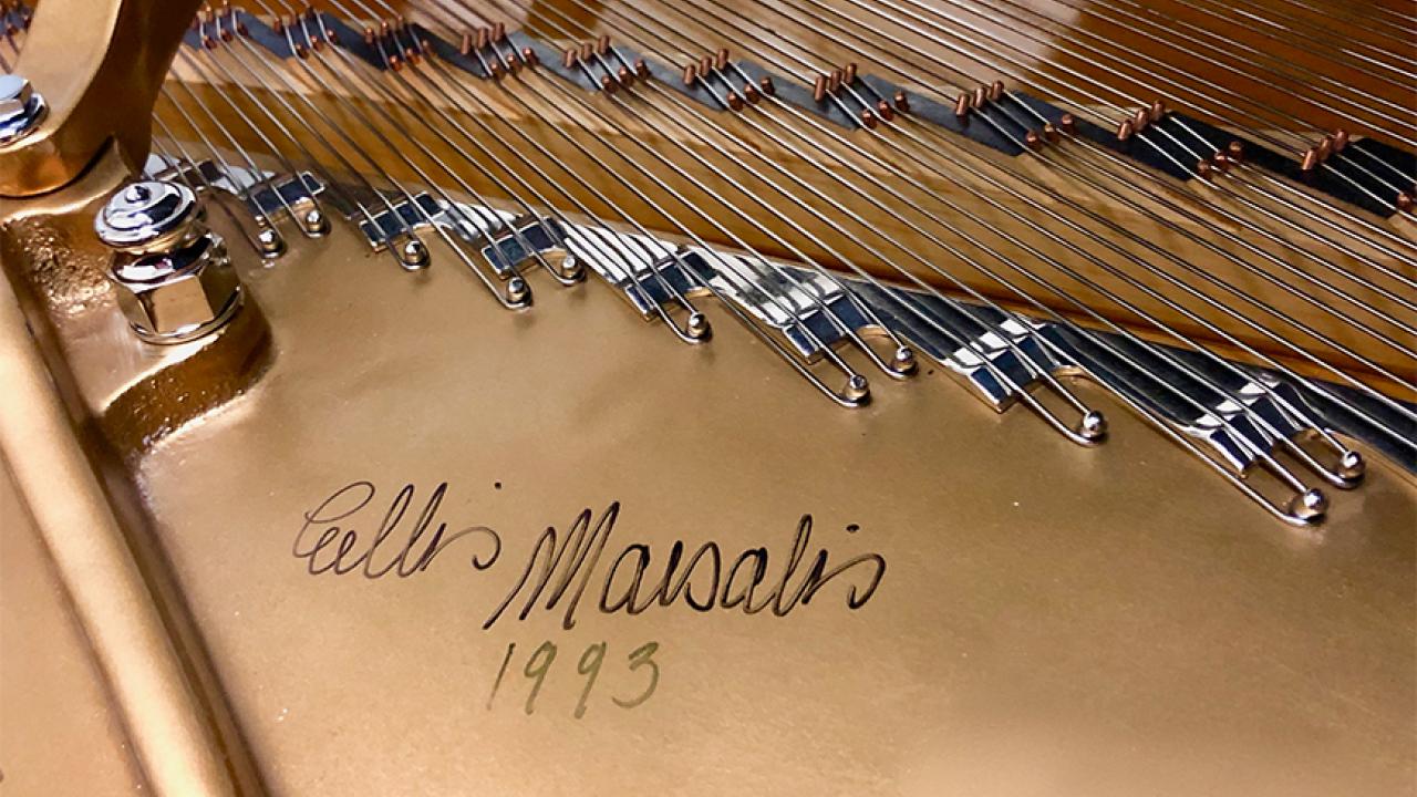 Piano with Marsalis' signature.