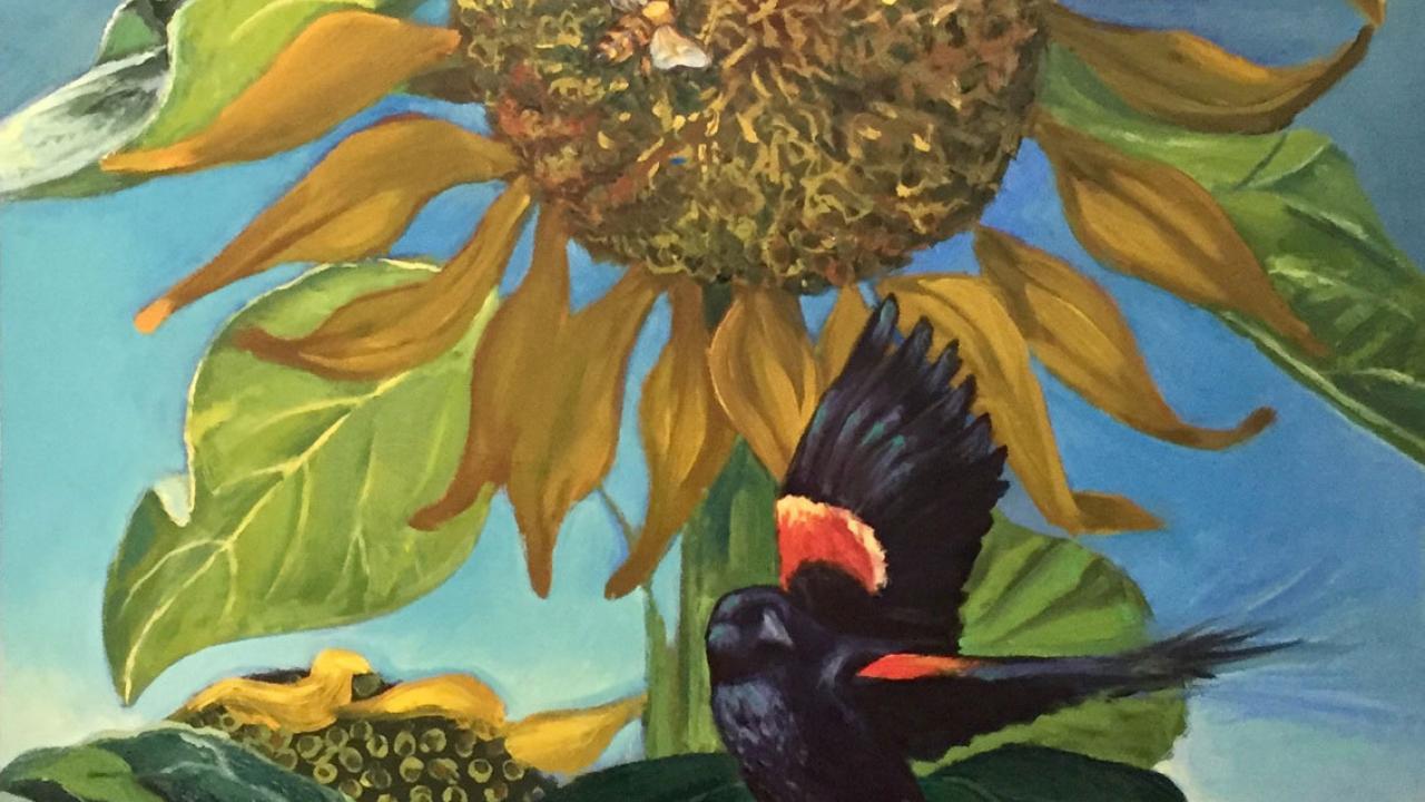art flower and bird