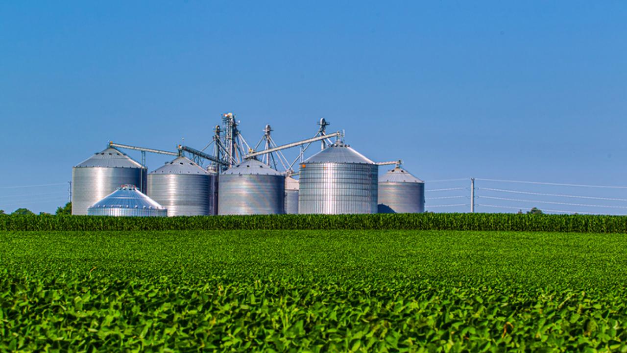 silos on farmland