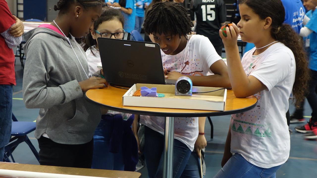 Students at robotics competition